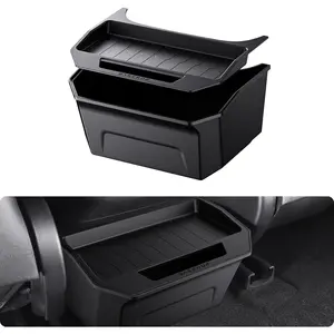 BASENOR 2017-2023 Tesla Model 3 Trash Can, Rear Center Console Organizer Tray, Backseat Storage Box with Lid Cover for Model 3 Interior Accessories(Not Fit 2024 2025 Model 3)