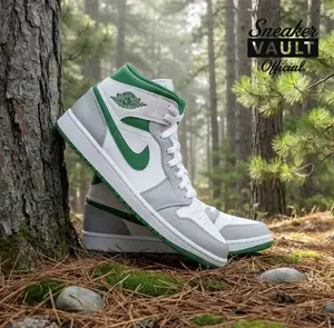Nike Air Jordan 1 Mid White Pure Platinum Pine Green DQ8426-142 Mens Fashion Sneakers New