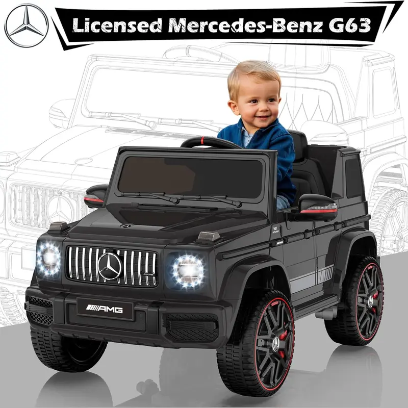 ANPABO Licensed Mercedes-Benz G63 12V 7Ah Battery-Powered Kids Ride-On Car (Ages 3-6) - 12 Months Warranty, Parent Remote, Wireless Music, LED Headlights, Ride On Wheels, Built-In Cells, Halloween Gift, Kids Toy