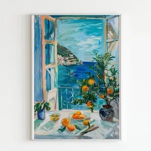 Henri Matisse Open Window Poster, Coastal View with Oranges Art Print, Colorful Mediterranean Wall Decor, Fauvism Painting, Matisse Artwork