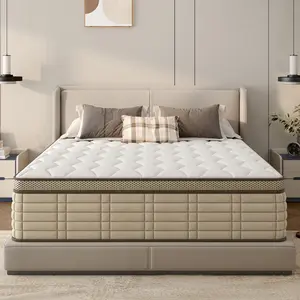 Hybrid Mattress 10-12 inch, Twin Full Queen King Size, Medium Firm with Cooling Gel Foam for peaceful sleep, Individual Pocket Spring for Motion Isolation, Back Support & Pressure Relief, Without glass fibers, Certified Safe