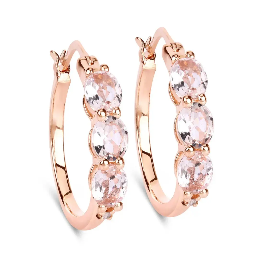 Genuine Pink Morganite and Diamond Earrings