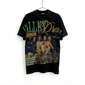 Vintage VALLEY Hot Drill Letter T-Shirt Short Sleeve 100% Cotton Oversized Tee Men's Streetwear Bling Graphic Summer Outfit Trendy Casual Shirt