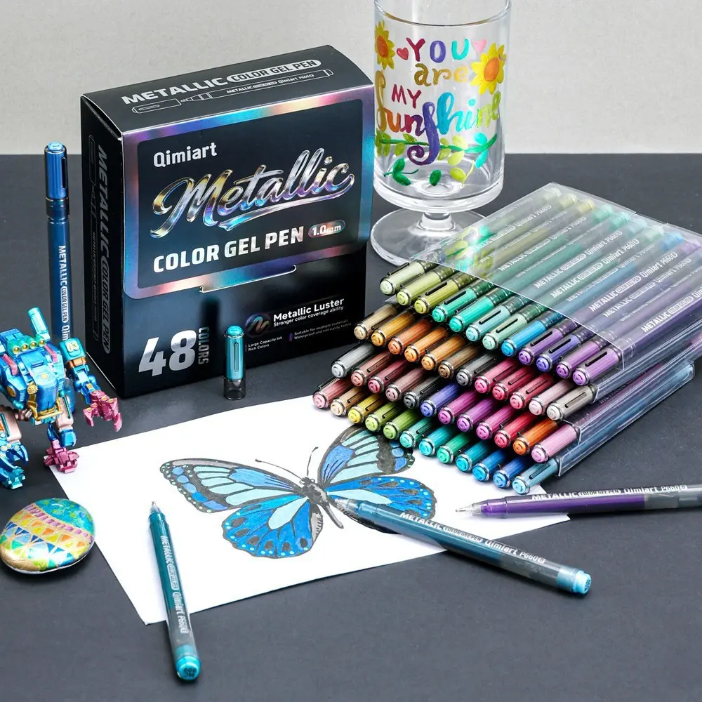 48 Colors Metallic Acrylic Markers P660, Layerable, Ideal for Gundam Repair & Scrapbooking, Versatile Art Supplies for Creative Projects, Art Marker Pens