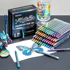 48 Colors Metallic Acrylic Markers P660, Layerable, Ideal for Gundam Repair & Scrapbooking, Versatile Art Supplies for Creative Projects, Art Marker Pens