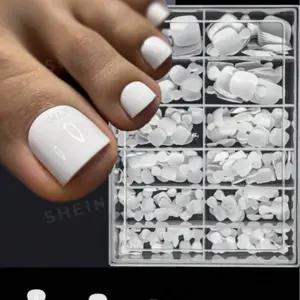 240pcs Short Square Press-On Nails, Pure Color Foot Nail Kit, Hot Selling Wearable Nail Art Set, Box Packaged, Toe Nail Tips, Diy False Toenails