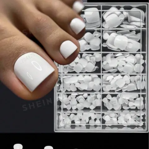 【Black Friday】240-Piece Short Square Press-On Toenail Kit, Solid-Color Full-Cover False Nails with Storage Box for DIY Pedicure Nail Art