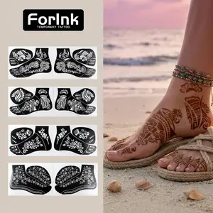 Set of 2 Floral Lace Foot and Ankle Tattoo Stencils, Reusable Temporary Tattoo Templates, Body Art Painting Tools