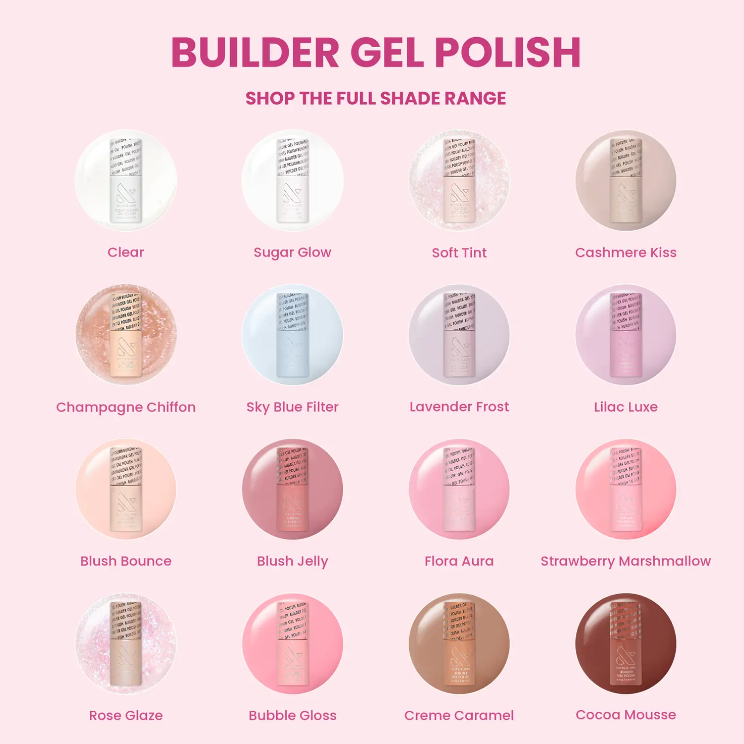 Olive & June Builder Gel Polishes, Long-Lasting Nail Art Builder Gel Polish for Professional & Home Nail Care Use