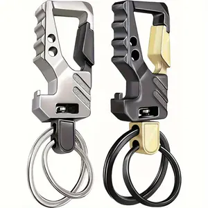 2 Pack KeyChain EDC Key Ring Key Chain Bottle Opener Auto Car Key Holder Tactical Carabiner Keychains with Clip Gift for Men