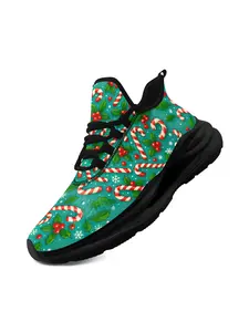 Men's Casual Sports Shoes with Christmas Candy Cane Design Perfect for Holiday Season Fitness and Outdoor Activities Trendy & Comfortable Sneakers for Christmas Parties and Gifts