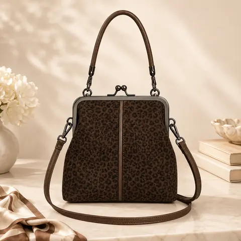 Women's Retro Leopard-Print Mini Crossbody Shoulder Bag - Casual Fashionable Patterned Bag, Elegant Travel Ready Everyday Commuter Christmas Gift, Casual Fashion Bag
