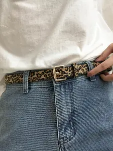 Women's Leopard Pattern Pu Buckle Belt, Gifts for Girlfriend, Vintage Trendy Matching Classic Belt, Fashionable Trendy Versatile Buckle Waistband for Jeans, Casual Dress Belt, Vintage Solid Buckle