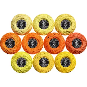 Crochet Thread 10 Balls Cardinal Size 8 for Crochet Hardanger Cross Stitch Needlepoint Hand Embroidery (Orange Series)