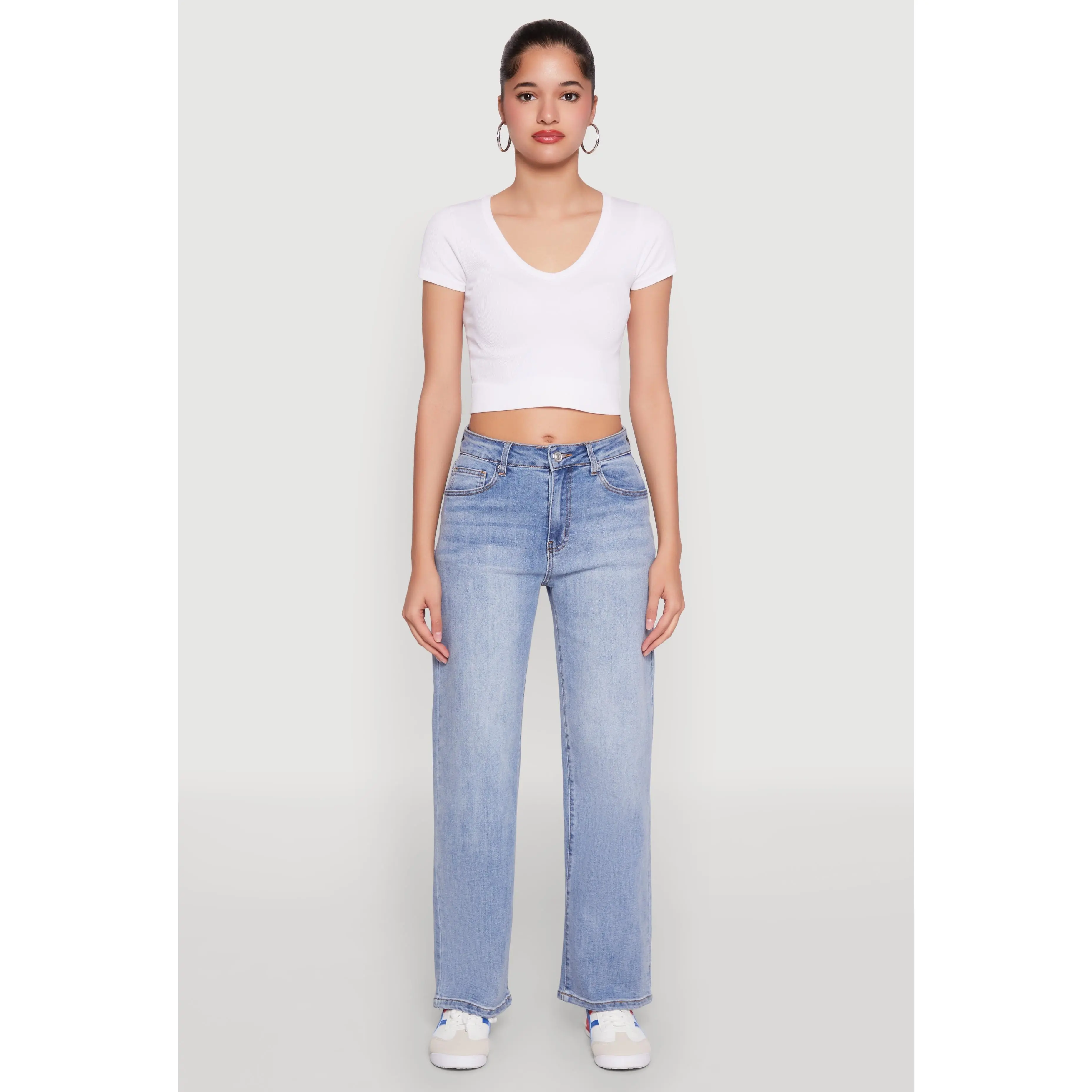 WAX Mid Rise Whiskered Straight Leg Jeans