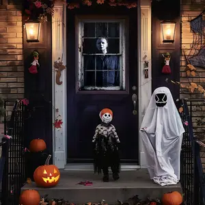 Halloween Horror Curtains Miles Curtains Decoration Jason Clown Horror Door and Window Cover for Halloween Decorations with 1 AttributeTikTokShopBlackFriday