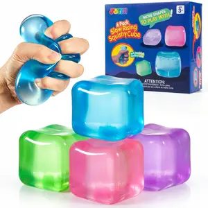 JOYIN 4 Pack Stress Cube, 2'' High Density Cube Fidget Toy, Stress Relief with Slow Rising Sensory Squishy Toys for Kids Adults, Birthday Gifts, Party Favors, Classroom Prizes for Boys Girls Candy Colors/Jelly Color,/Swirl Color,can choose Quick rebound