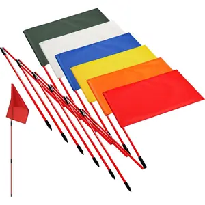 6 Sets Portable 3 Section Golf Flagstick Nylon Golf Pin Flagpoles for Putting Green Backyard Indoor Outdoor Practice