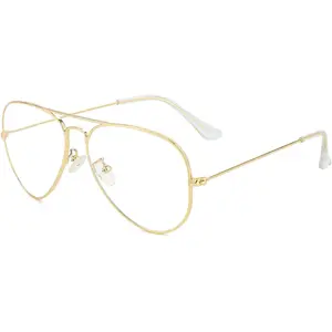 Blue Light Aviator Glasses for Women Men, Metal Frame Anti Blue Light Lens Computer Glasses