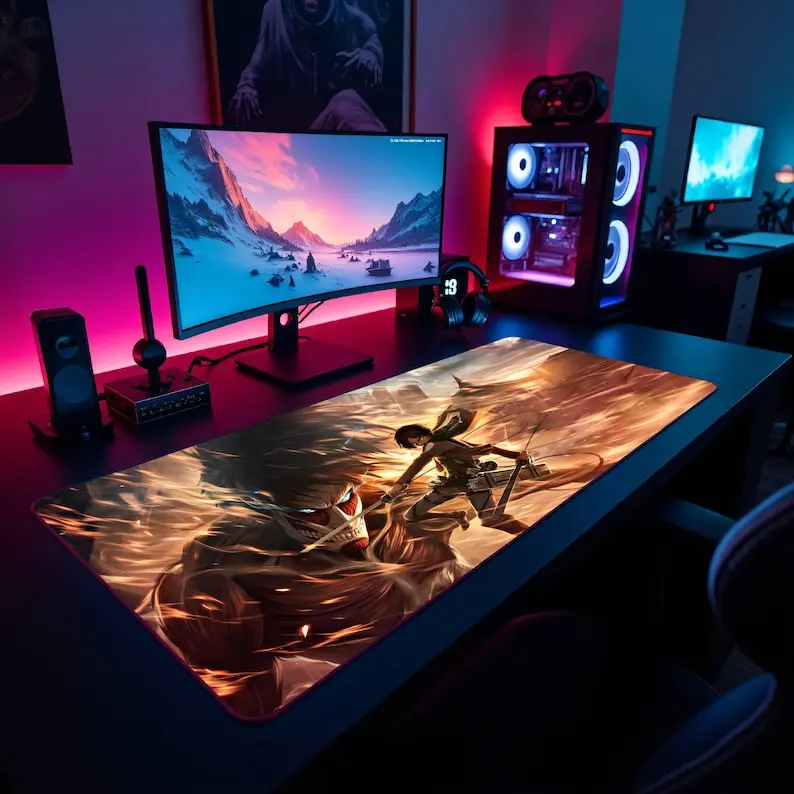 Shingeki No Kyojin Mousepad, Attack On Titan Desk Mat, Anime Gaming Mousepad, AOT Art, Shingeki No Kyojin Decor, Gift For Anime Fans