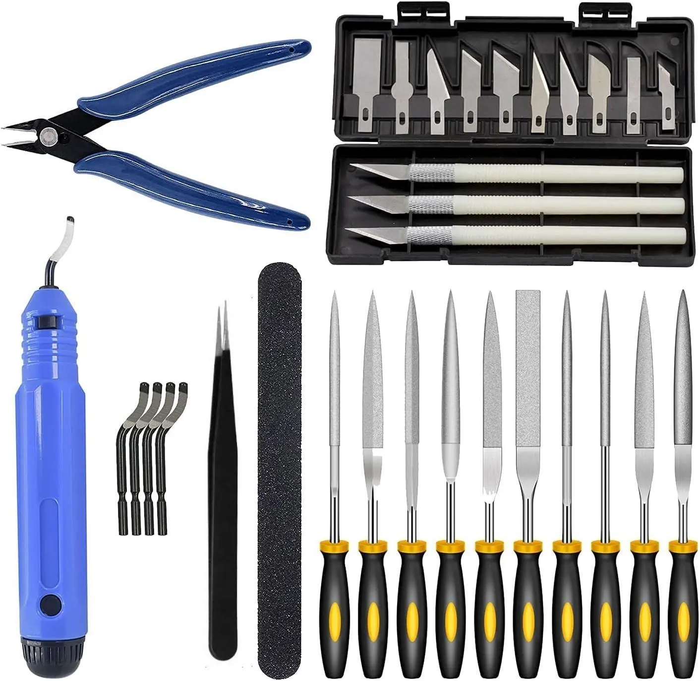 32 pcs 3D model making tool set, including art knife set, file, scissors, tweezers and polishing rod, professional hand tools, suitable for Gundam models, miniature models and DIY projects