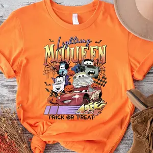 Lightning Mcqueen T-shirt, Trick Or Treat Shirt, Cars Halloween Tee, Halloween Vibe Sweater, Mcqueen And Friends Halloween Sweatshirt Funny Sweaters Cute Hoodie Funny Gift For Ladies And Mens E