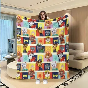 Paw Patrol Blanket, Creative Digital Print Flannel Throw, Figure Print Blanket, Thanksgiving, Valentine's Day, Christmas Gift, Holiday Gift Blanket