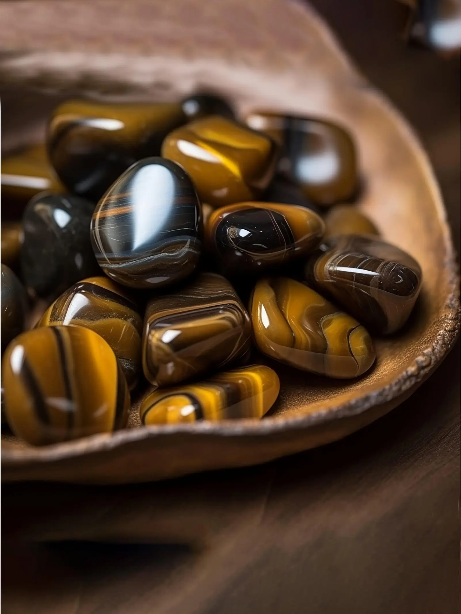 Tiger's Eye Polished Gemstone Set, Natural Tumbled Gemstones and Rocks, Home Decoration, Crystal Decorative Stones, Jewelry Accessories for DIY Bracelet Necklace Earrings, Natural Crystal Set