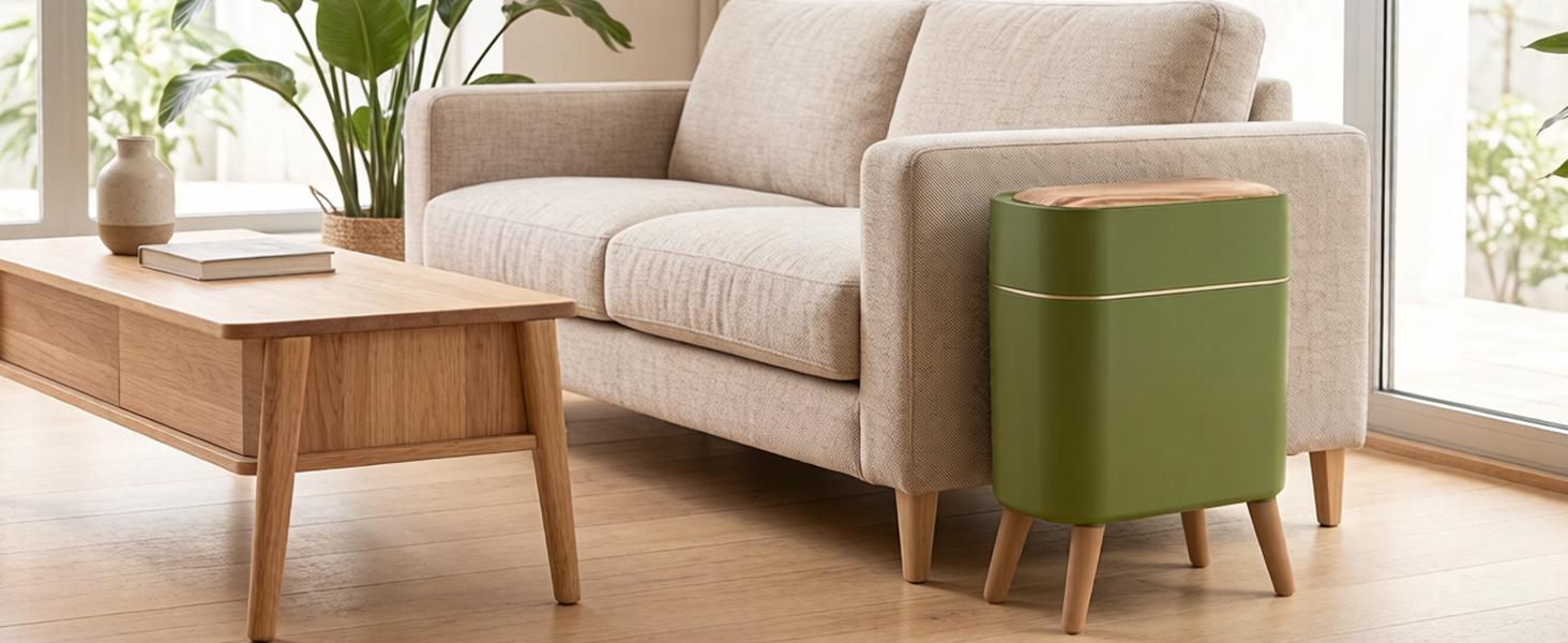 Pukomc Motion Sensor Trash Can with Lid Touchless Waterproof Garbage Bins for Kitchen Bathroom Bedroom Living Room Office Outdoor Black Automatic Dustbin with Wave Stripes and Pop-up Lid