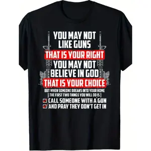 Men'S Gun Rights T-Shirt - 2A Advocacy Design with "You May Not Like Guns, That Is Your Right" Slogan & Graphic, Loose Fit Breathable Tee, All-Season Casual Short Sleeve Shirt for Gun Enthusiasts, Machine Washable Statement Apparel Oversized Tshirt