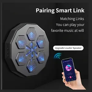 Electronic Music Boxing Machine, Smart Boxing Game, Boxing Workout Devices, Wall-Mounted Batting Machine, Target Training Boxing Coach (Black)