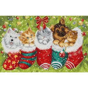 Dogs and Cats in Stockings L9940 Counted Cross Stitch Kit