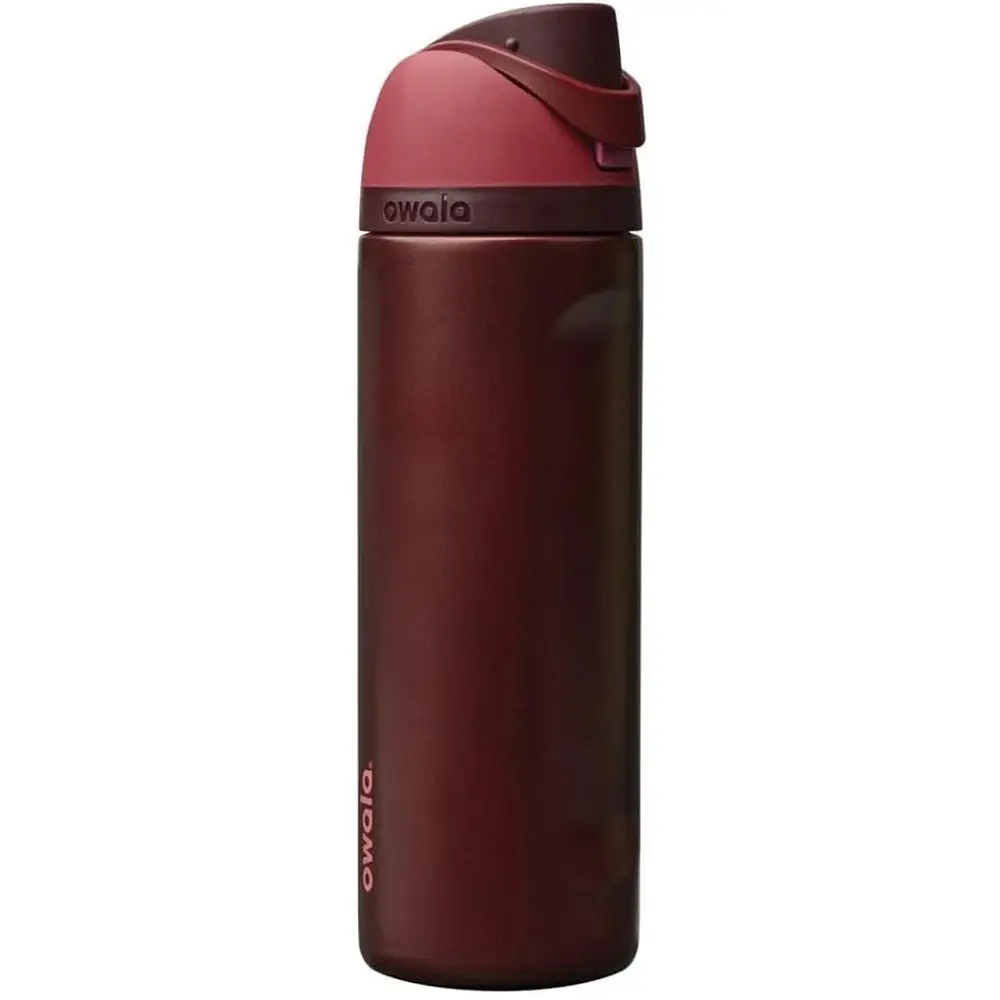 Owala FreeSip 24oz Burgundy Maroon Insulated Stainless Steel Water Bottle with Straw Lid Leakproof Travel Gym School Tumbler