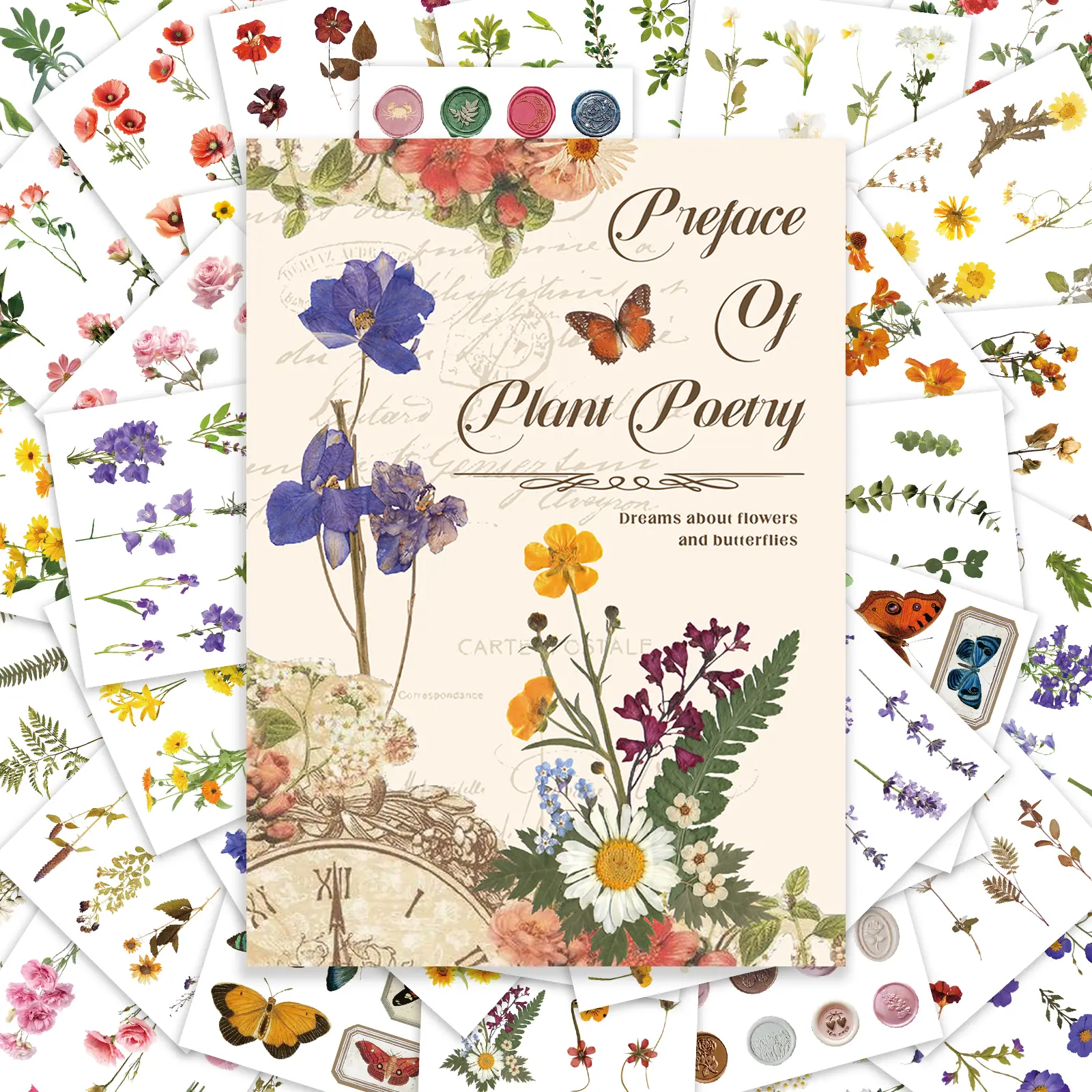 PRSTINCOL Transparent Botanical Sticker Book - 40 Sheets, 470 Pcs Versatile Stickers for Journaling, Scrapbooking, Botanical Stickers