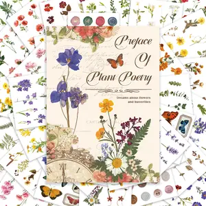 PRSTINCOL Transparent Botanical Sticker Book - 40 Sheets, 470 Pcs Versatile Stickers for Journaling, Scrapbooking, Botanical Stickers