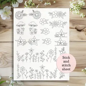 stick and stitch embroidery patterns, full page floral, pocket patterns embroidery stencils