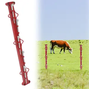 4ft Woven Wire Fence Stretcher Bar with 5 Wedges, Red Woven Wire Stretcher Bar, Fence Stretcher Tool, for Weaving Iron Wire, Field Fence, Backyard, Farm Field