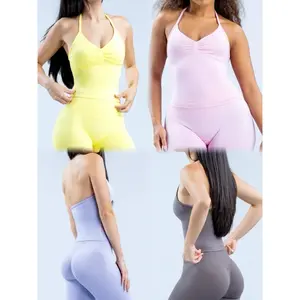 （Free shipping）casual v neck swim top DF Impact Longline Strappy Top V-neck Yoga Running Fitness Vest Gym Yoga Underwear Open-back Workout Halter Bra Outdoor Top