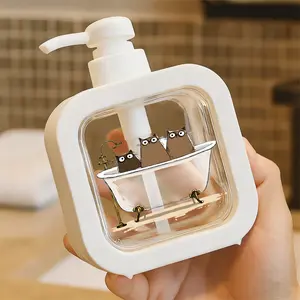 Whimsical Three Brown Owls in White Clawfoot Bathtub Design Soap Dispenser - Decorative Bathroom Countertop Liquid Dispenser, Golden Brass Fixtures, Cozy Home Office Sink Accessory, Easy to Clean Liquid Container, Elegant Whimsical Decor
