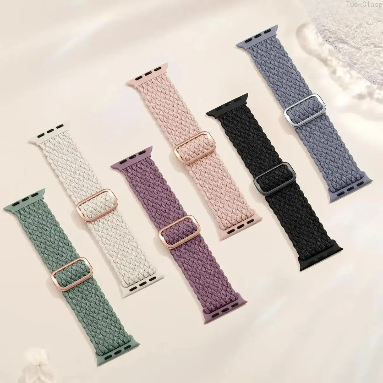 6-Pack Braided Stretchy Watch Band Compatible with Apple Watch, Elastic Adjustable Nylon Sport Straps Compatible with 38–49mm Models, Comfortable Durable Replacement Wristbands for Everyday Wear