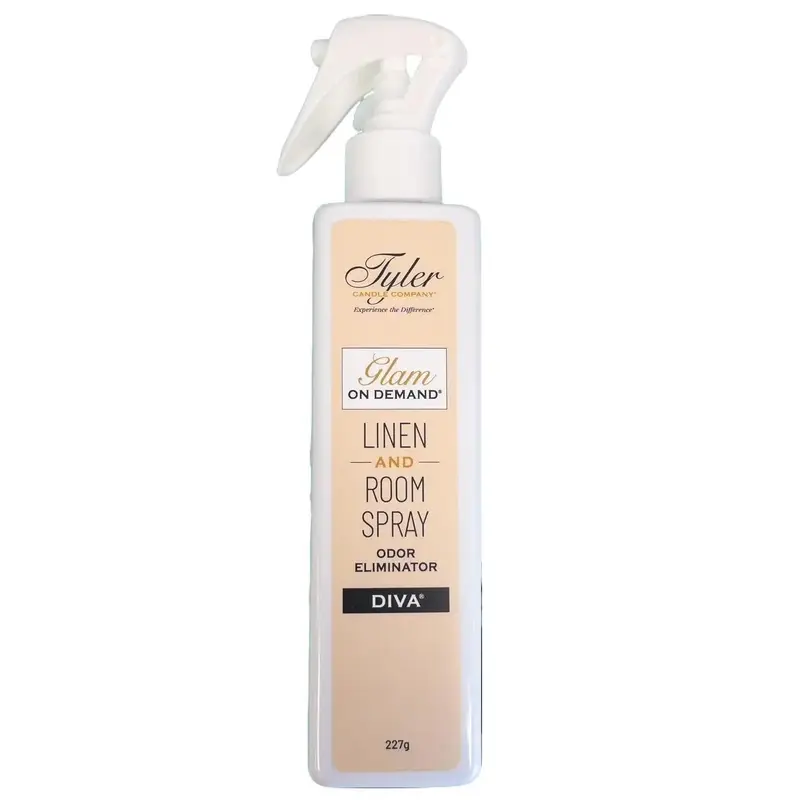 Tyler Candle Company Diva Linen & Glam Scented Freshener Spray - 8oz/227g (0-500 ml) Unisex Indoor Odour Control, Deodorization Care with Amber, Fruit+Floral Lift, Warm Aroma Added Fragrance Fragrant Room Sprays