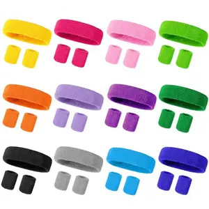 Sports wrist guard, headscarf three-piece set, cotton men's and women's sports wrist guard headband combination set.