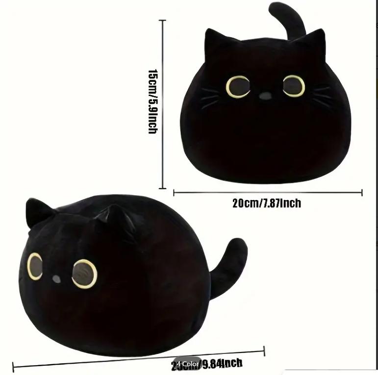 Black Cat Pillow Plush Doll Soft 100% Polyester High-Quality Plush Material Realistic Features Lifelike Size Perfect for Naps & Movie Nights