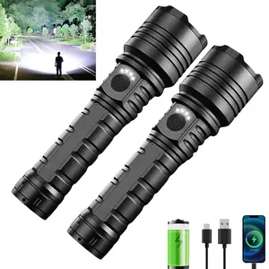 2026 Newest LED Flashlight Super Bright portable Rechargeable , Waterproof Flash Light for Camping Essentials, Night Outdoor Emergency Lighting