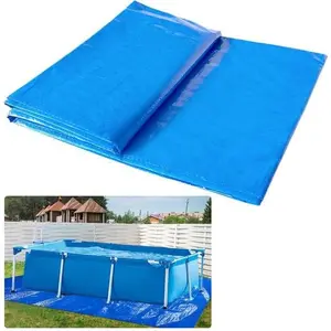 11.2x8.2Ft Rectangular Frame Pool Ground Cloths,Swimming Pool  PE Swimming Pool Liner Pad for Protect Above Ground Pool Blanket for Frame Pools Accessories Prevents Punctures