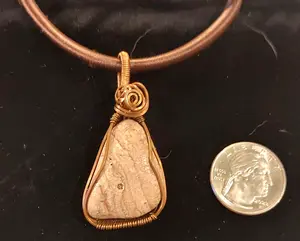 Washington State River Jasper Pendant Wire Wrap Necklace