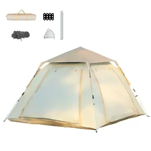 Easy Pop Up Camping Tents Waterproof Two Doors Instant Tent Automatic Quick Opening Large Size Family Tent for Family Camping Hunting Hiking Mountaineering