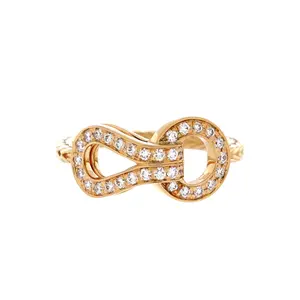 Pre-owned Cartier Agrafe Vine Ring 18K Yellow Gold with Diamonds Small by Rebag