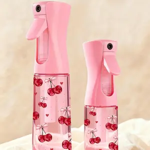 Reusable PET Portable Spray Bottle featuring a Bow and Cherry Pattern—a Pink, Multi-functional Fine-Mist Sprayer Ideal for Travel and Business Trips, Suitable for Hair Styling, Cleaning, Plant Care, and Facial Hydration.