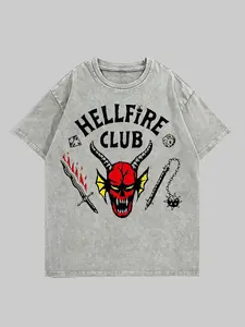 Stranger Thlngs Hellfire Club Printed Vintage T - Shirt 100% Cotton Unisex Fantasy Cultural Top
